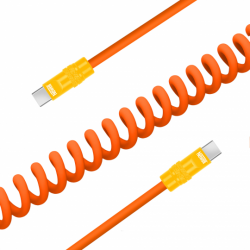 Kabel Newell USB-C - USB-C 100 W, 1,5 m, silikonowy, spiralny, pomarańczowo-żółty